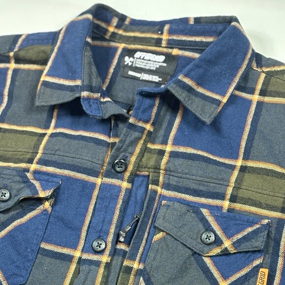 Off the Grid Blue/Green Plaid 100% Cotton Flannel Shirt Outdoor Wear Mens Med - Picture 5 of 8